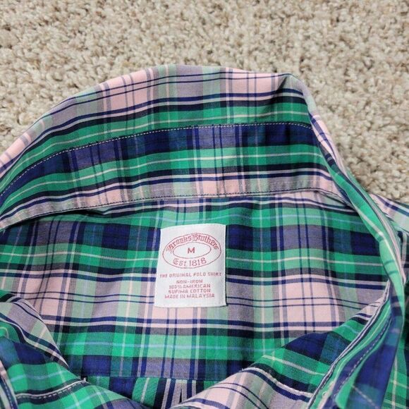Brooks Brothers Shirt Mens Medium Colorful Short Sleeve Button Up Plaid Preppy - Picture 2 of 7